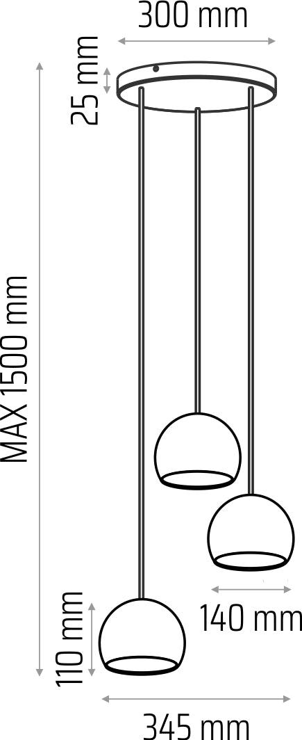 Hanging lamp BALLI-3 (plaphone)