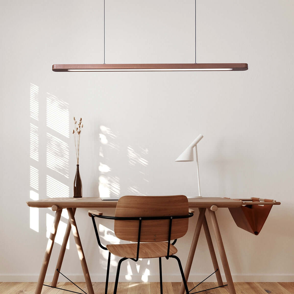 Geometric Solid Wood Tri-Color Pendant Light-5