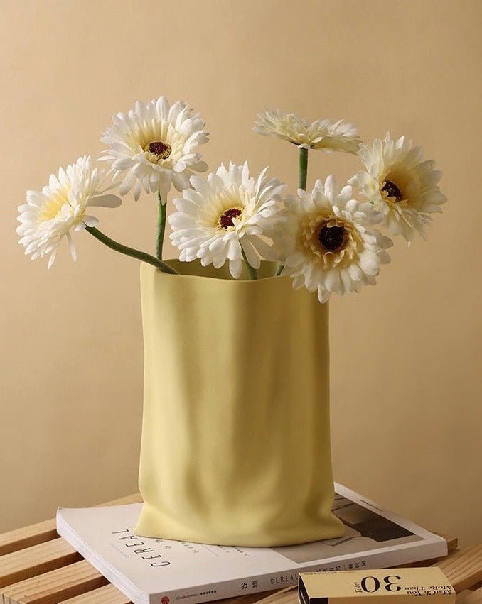 Handmade Ceramic Wrinkle Vase | Morandi Color | Unique Decorative