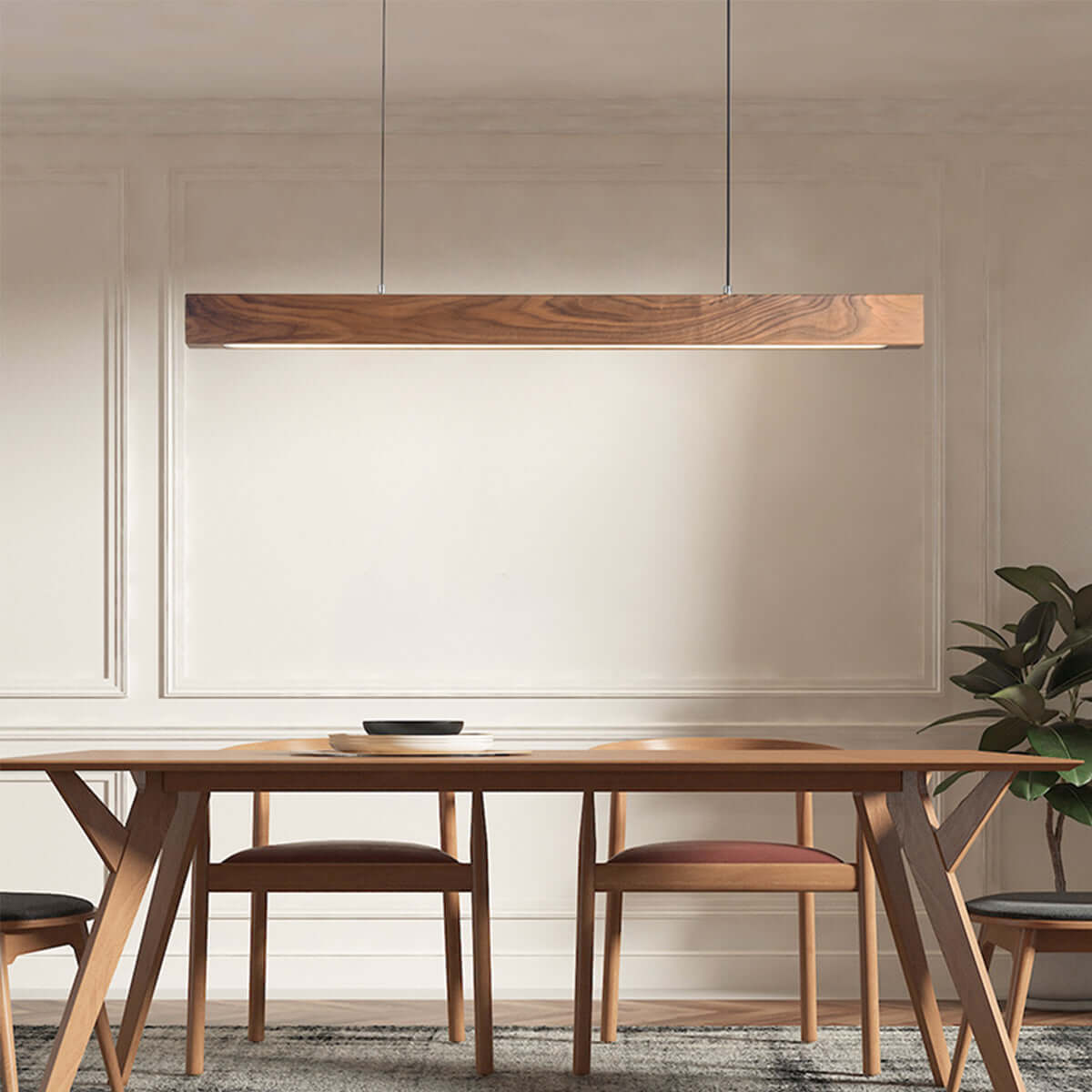 High-Powered Hanging Wooden Beam Pendant Light-5