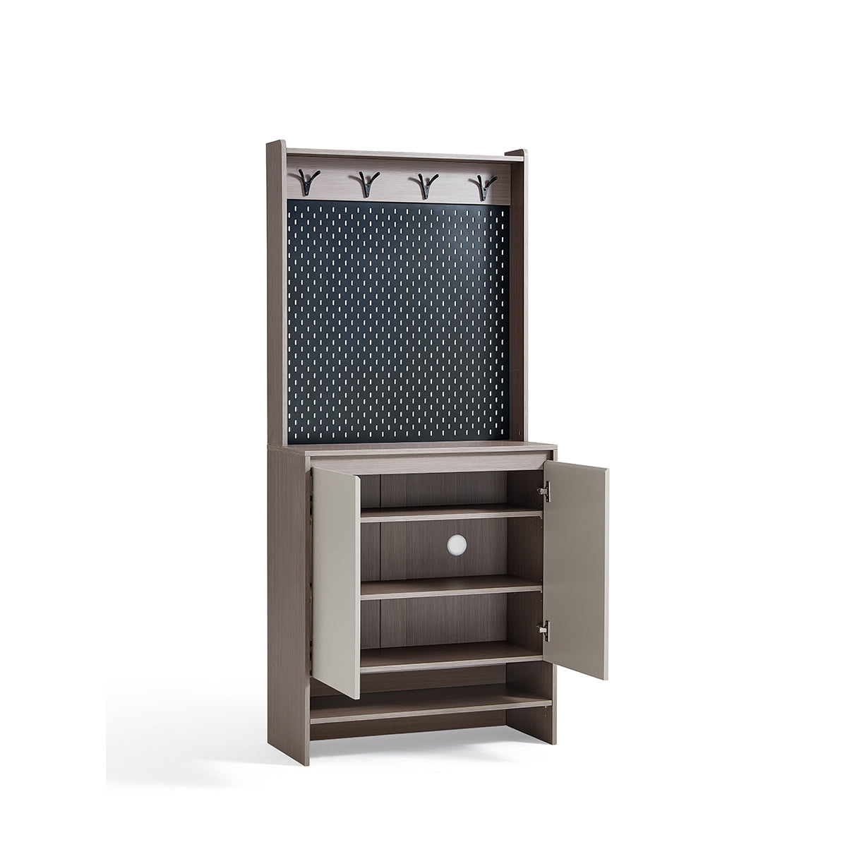 Cappuccino Taupe Shoe Cabinet with Coat Rack-1