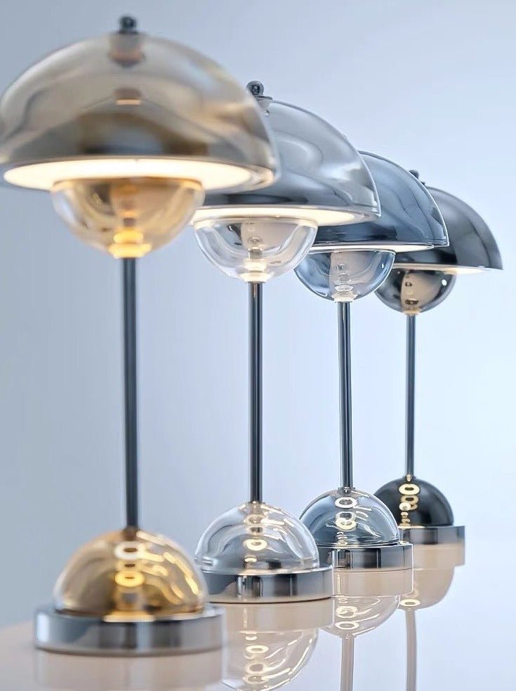 Chrome Flowerpot Dimmable Table Lamp - Modern Nordic Portable Bedside