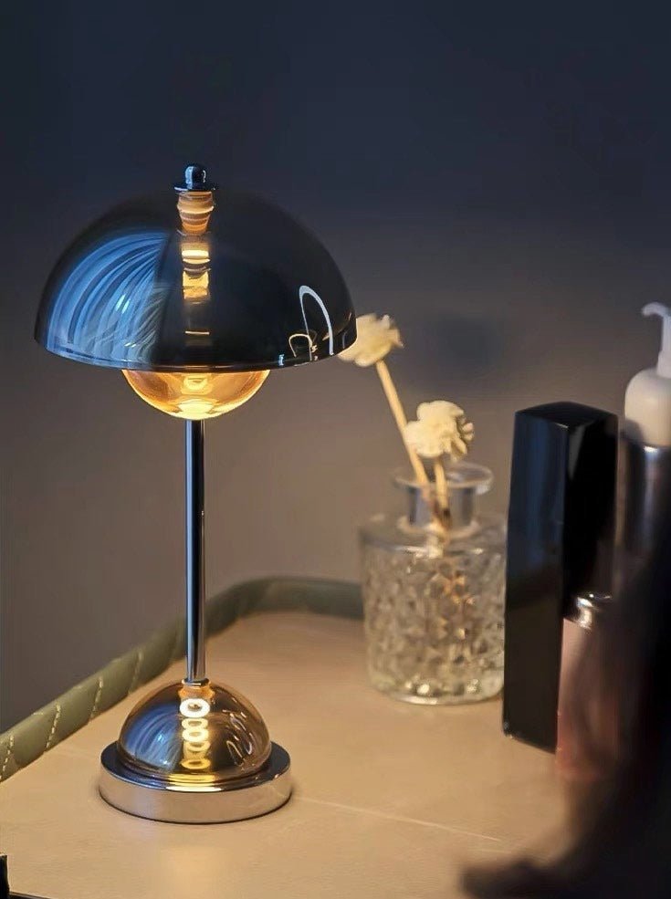 Chrome Flowerpot Dimmable Table Lamp - Modern Nordic Portable Bedside