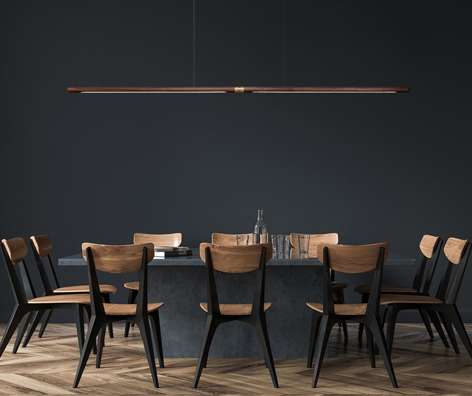 Contemporary Solid Wood and Brass Pendant Light-5