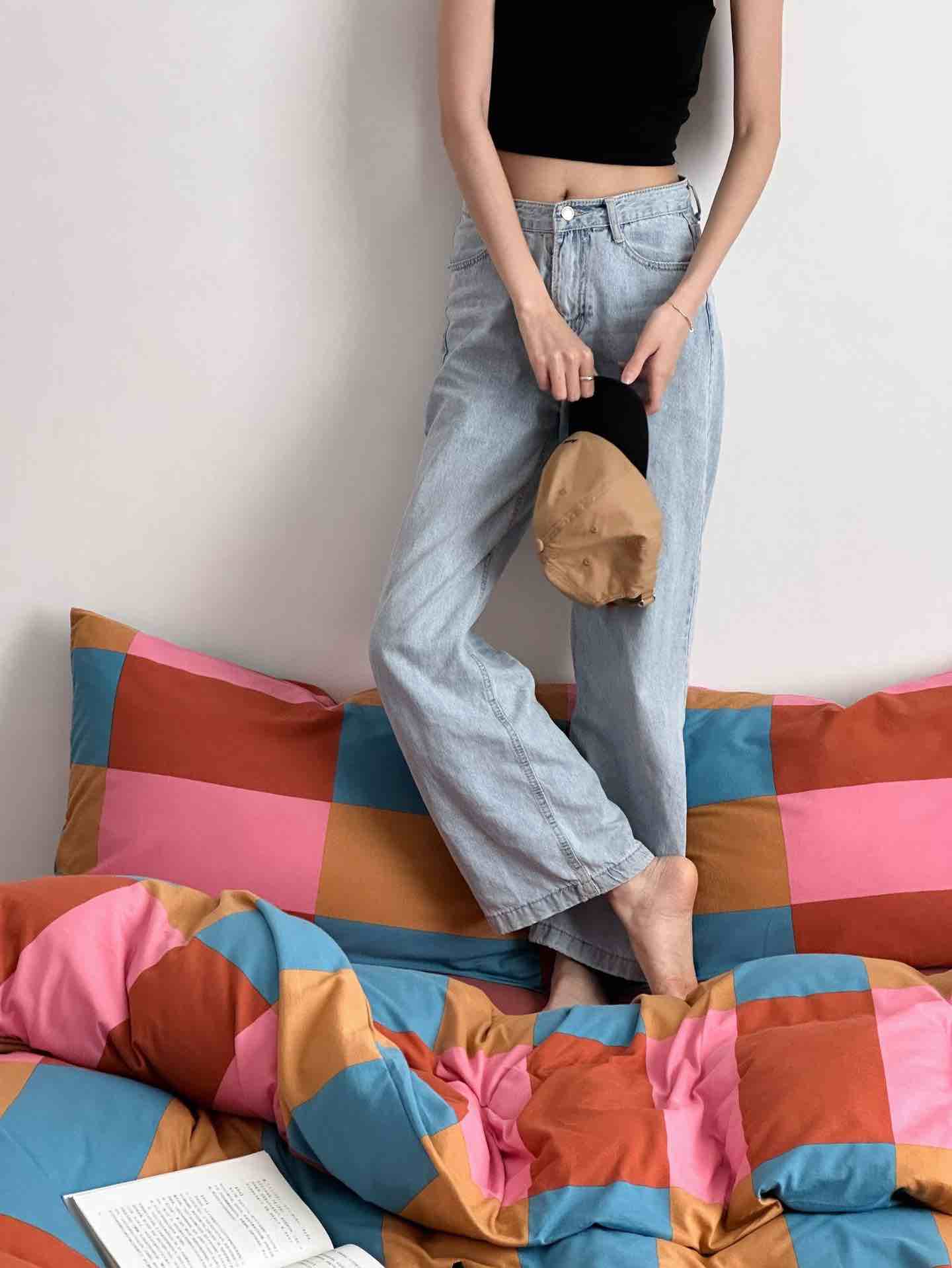 Rainbow Checker Queen Duvet Cover Set With Pillowcases & Fitted Sheet