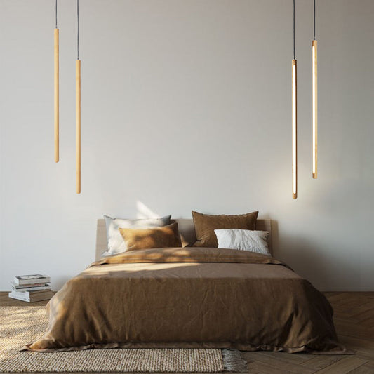 Vertical LED Solid Wood Bedside Sconce Light-0
