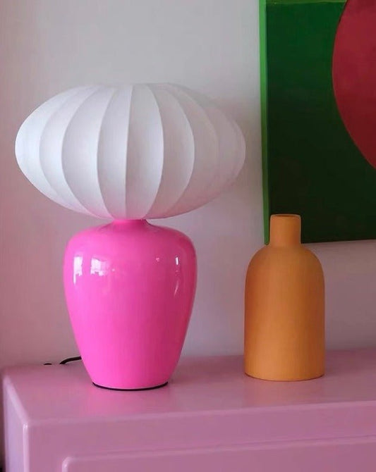 Vintage Dopamine Table Bedside Lamp with Silk Lampshade - Ambient